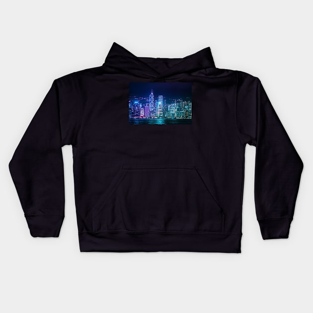 Hong Kong Cityscape Kids Hoodie by TokyoLuv